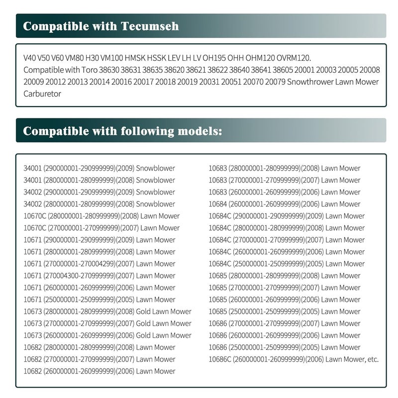 OXCANO 6PCS 631021 Carburetor Needle Seat Bowl Gasket Rebuild Repair Kit Compatible with Tecumseh V40 V50 V60 VM80 H30, Hyundai Sonata 2011-2014, Hyundai Tucson 2011-2014, Kia Optima 2011-2014 - Image 5